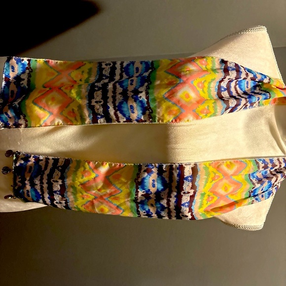 Scarf with Charms~MULTICOLORED Tie & Dye Scarf and Silver Charms - Picture 4 of 7